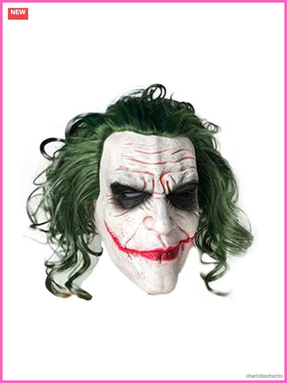 Latex Clown Mask Joker Cosplay with Green Hair Halloween Costume Prop